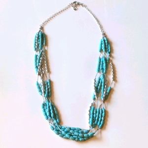 Turquoise & silver layered necklace